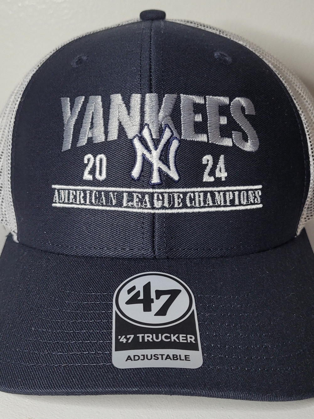 New York Yankees 2024 American League Champions Trucker Hat - Navy & White